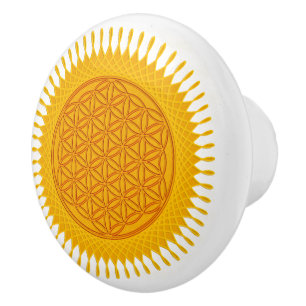 Pomo De Cerámica Flor de la vida / Blume des Lebens - amarillo SUNN