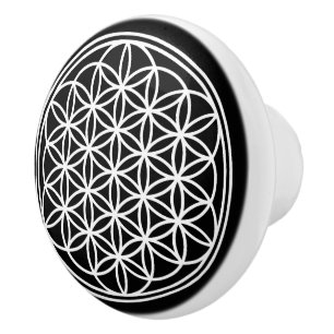 Pomo De Cerámica FLOR DE LA VIDA - Contorno del símbolo de Geometrí