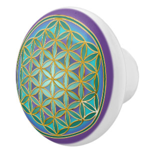 Pomo De Cerámica FLOR DE LA VIDA - Diseño de Geometría Sagrada 1
