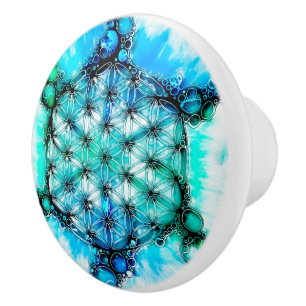 Pomo De Cerámica Flor de la Vida - Formas Coloridas 3