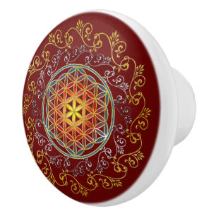 Pomo De Cerámica Flor de la Vida - Mandala de Adornos Vintage 1