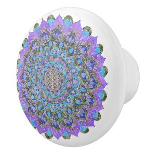 Pomo De Cerámica Flor de la Vida - Mandala Estilo India 2