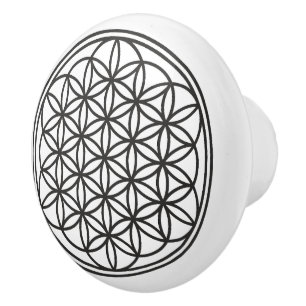 Pomo De Cerámica FLOR DE LA VIDA - Símbolo de Geometría Sagrada con