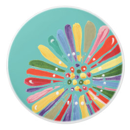 Pomo De Cerámica Flor de marea de color multicolor brillante