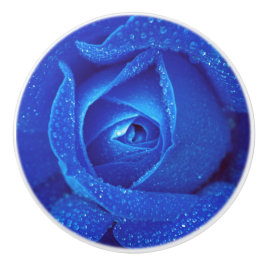 Pomo De Cerámica Flor de rosa rosa azul elegante