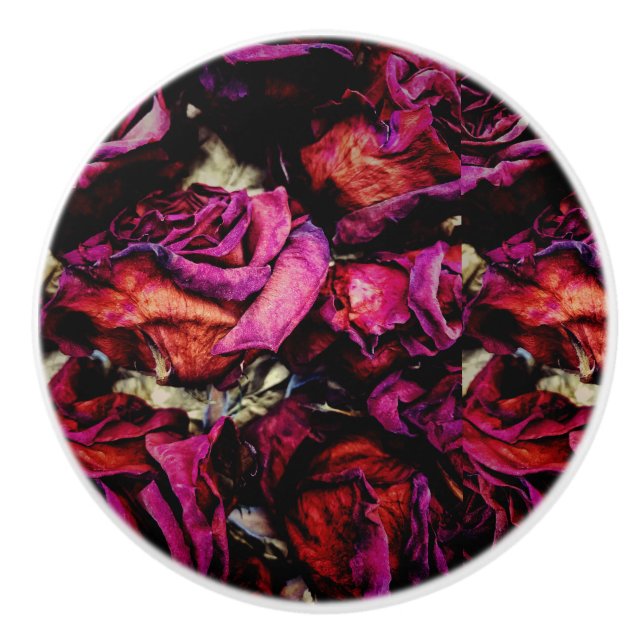Pomo De Cerámica Flor de rosas rojas rojas rojas (Anverso)