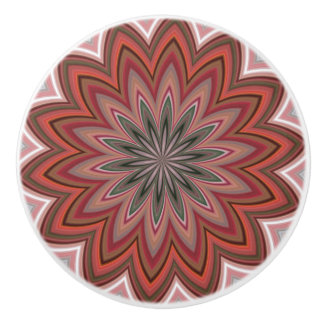 Pomo De Cerámica Flor del desierto del suroeste Mandala Red