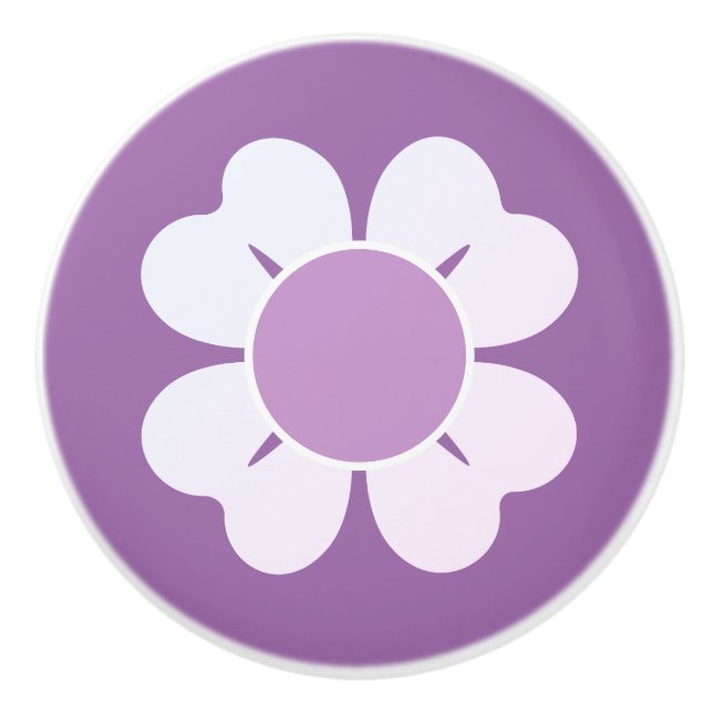 Pomo De Cerámica Flor fina morada y blanca (Anverso)