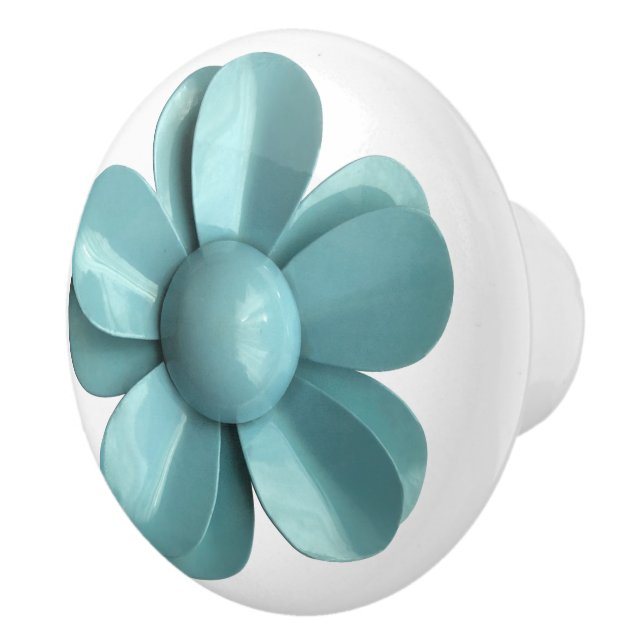 Pomo De Cerámica Flor hippie de margarita azul turquesa (Derecha)