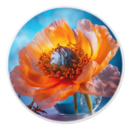 Pomo De Cerámica Flor naranja