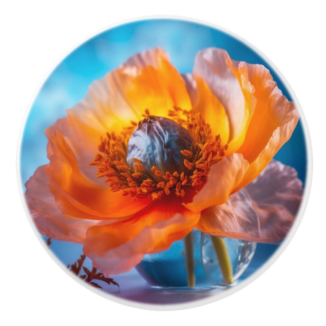 Pomo De Cerámica Flor naranja (Anverso)