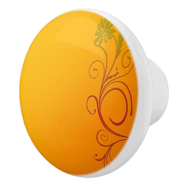Pomo De Cerámica Flor naranja (Derecha)
