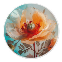 Pomo De Cerámica Flor Naranja Delicada