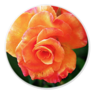 Pomo De Cerámica flor rosa naranja