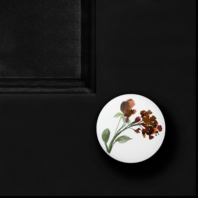 Pomo De Cerámica Flor salvaje | Flor bohemia Naranja de Terracotta (Subido por el creador)