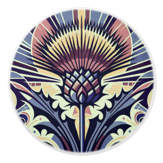 Pomo De Cerámica Flor silvestre Art Deco