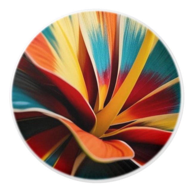 Pomo De Cerámica Flor tropical grande (Anverso)