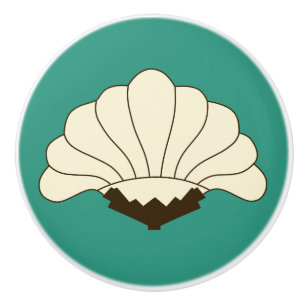 Pomo De Cerámica Flor y turquesa de color crema de los años 20