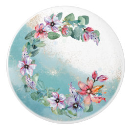 Pomo De Cerámica Flora acuarela