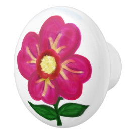 Pomo De Cerámica Floral Amarillo Rosa