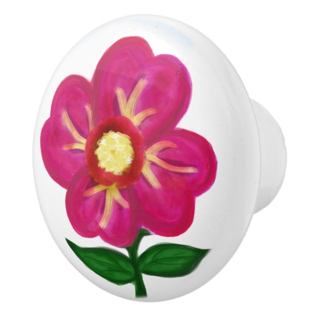 Pomo De Cerámica Floral Amarillo Rosa (Derecha)