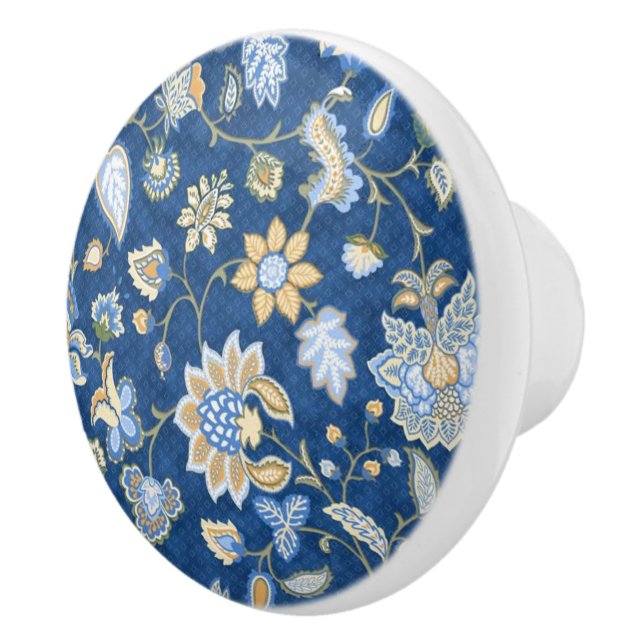 Pomo De Cerámica Floral azul elegante (Derecha)
