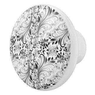 Pomo De Cerámica Floral blanca