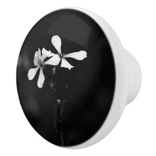 Pomo De Cerámica floral blanca y negra mínima