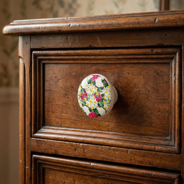Pomo De Cerámica Floral Botánico Vintage (Subido por el creador)