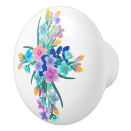 Pomo De Cerámica Floral Cross