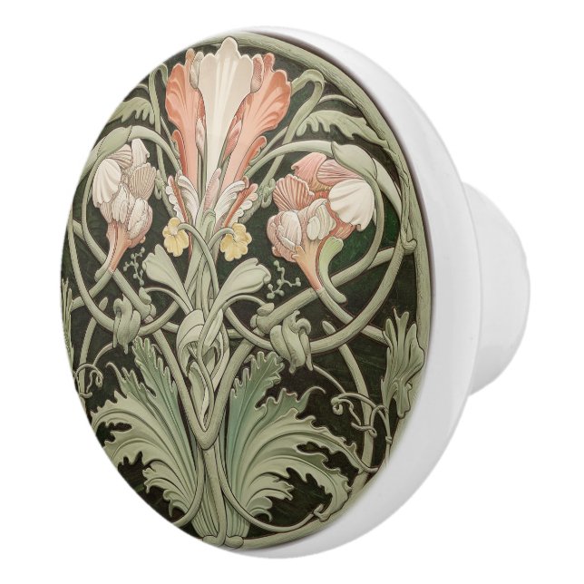 Pomo De Cerámica Floral de Art Nouveau (Derecha)