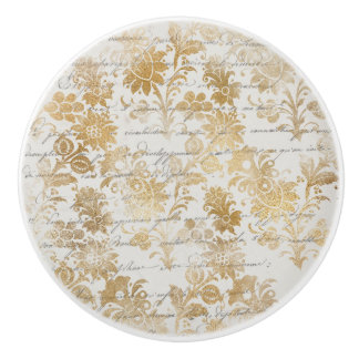 Pomo De Cerámica Floral de oro francesa