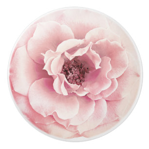 Pomo De Cerámica Floral de peonía floral rosa y dorada Glam persona