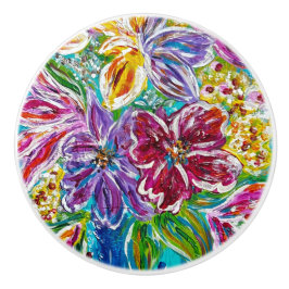 Pomo De Cerámica Floral Knob