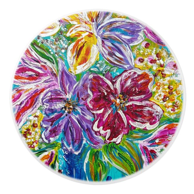 Pomo De Cerámica Floral Knob (Anverso)