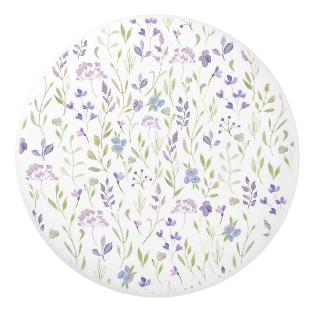 Pomo De Cerámica Floral Morado  (Anverso)