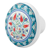 Pomo de cerámica floral oriental