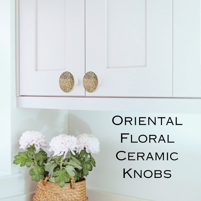 Pomo de cerámica floral oriental natural (Subido por el creador)