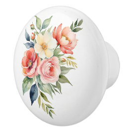 Pomo De Cerámica Floral Pastel Bonito