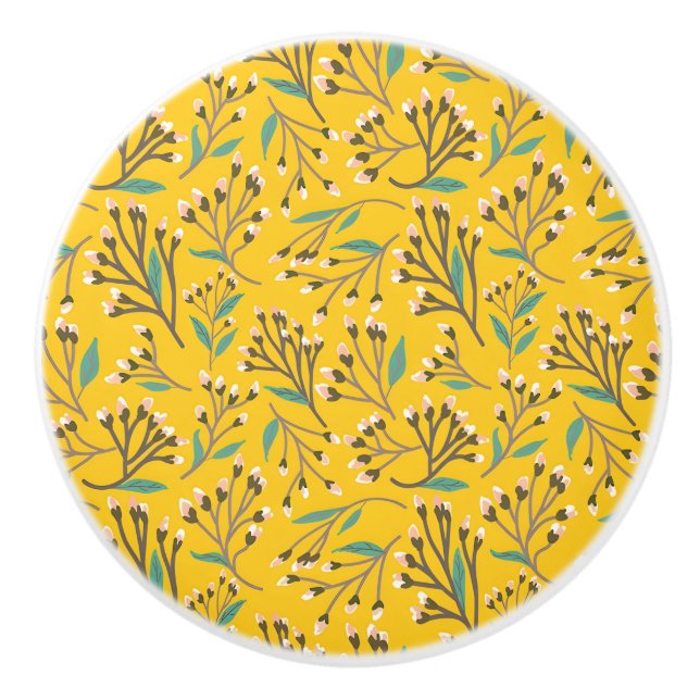 Pomo De Cerámica Floral Pattern in  delicate branches and buds (Anverso)