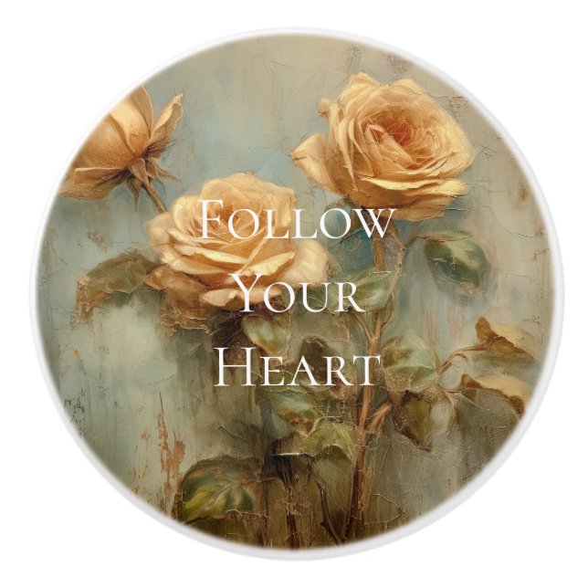 Pomo De Cerámica Floral romántica de Rosas (Anverso)