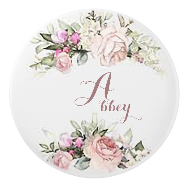 Pomo De Cerámica Floral suave personalizada (Anverso)