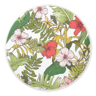 Pomo De Cerámica Floral tropical