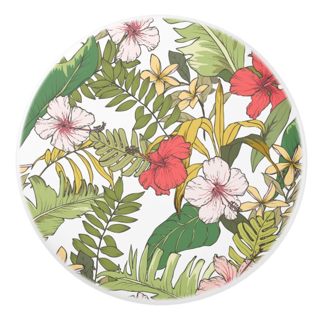 Pomo De Cerámica Floral tropical (Anverso)