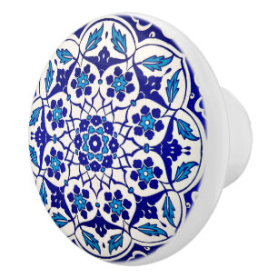 Pomo De Cerámica Florales de época simétrica Ottoman Turkiye Iznik