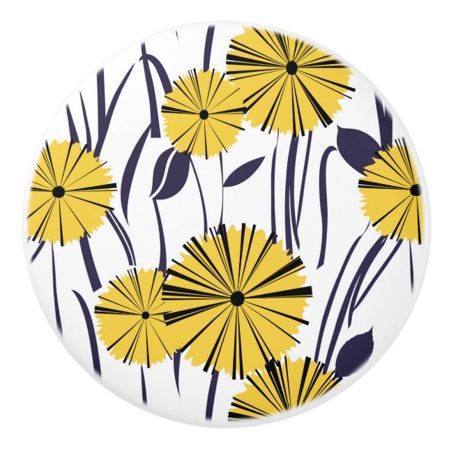 Pomo De Cerámica Flores amarillas (Anverso)