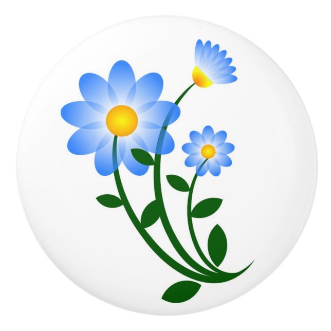 Pomo De Cerámica Flores azules (Anverso)