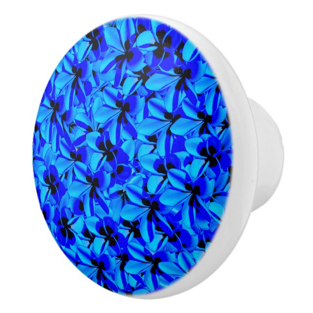 Pomo De Cerámica Flores azules de Frangipani, (Derecha)