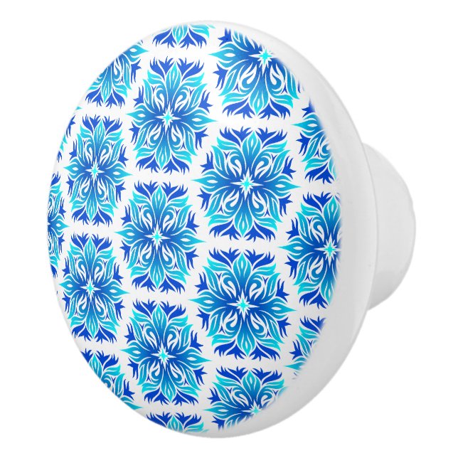 Pomo De Cerámica Flores Azules, Patrón De Flores, Patrón Floral (Derecha)