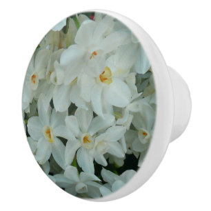Pomo De Cerámica Flores blancas de arcissus paperblancas
